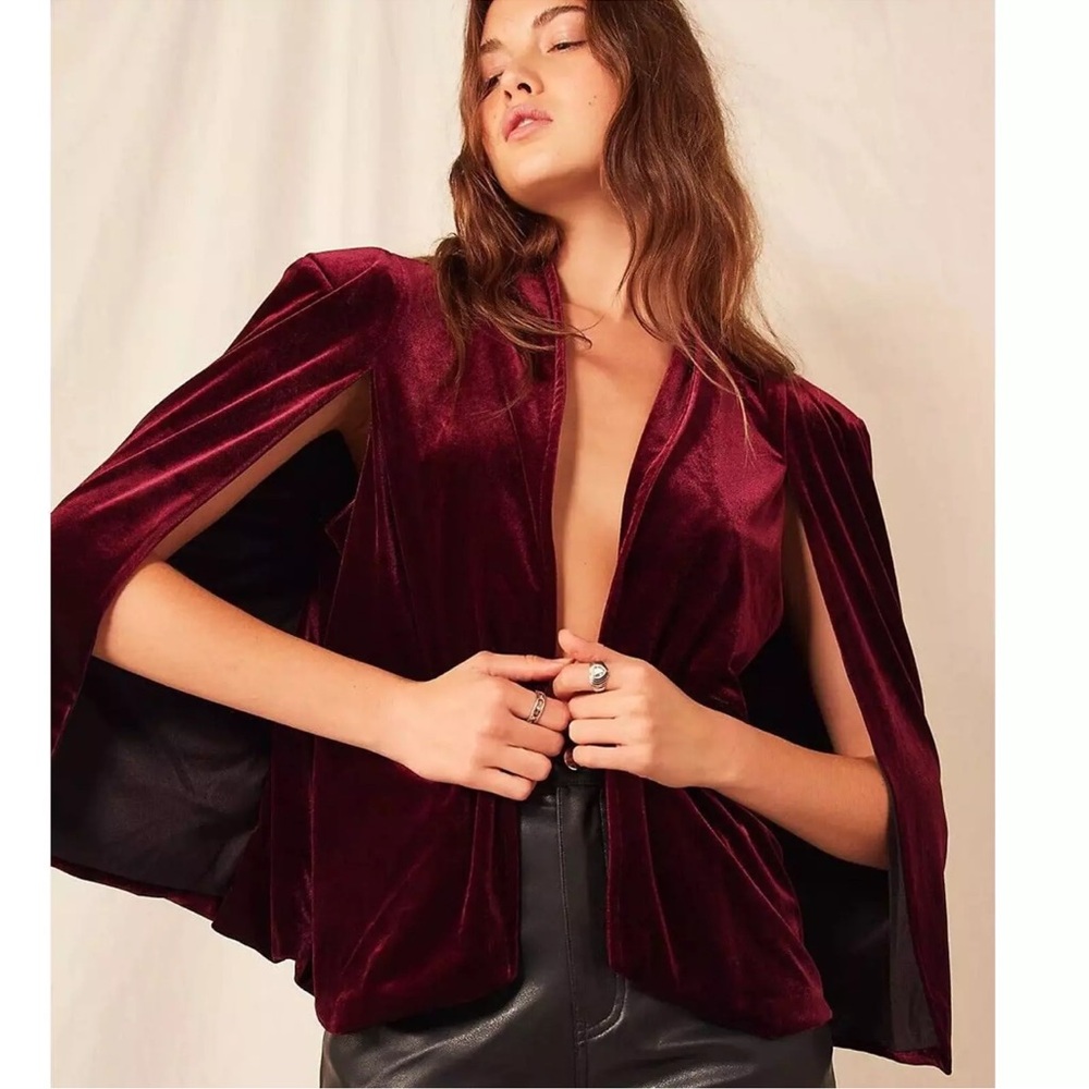 Free People Burgundy Velvet Jacket